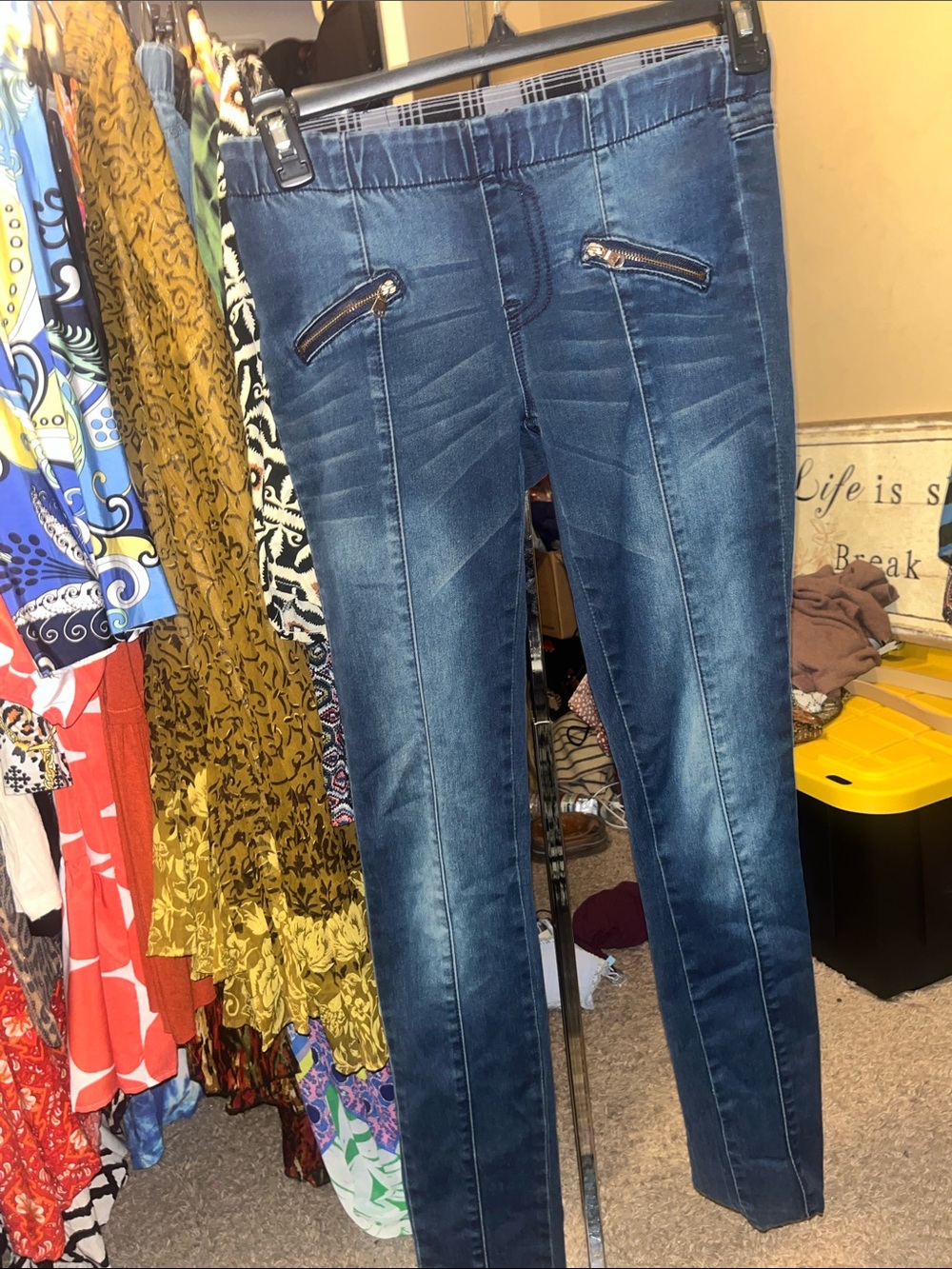 Hydraulic Women's Skinny Jeans in Dark Blue with Front Zip Accents
